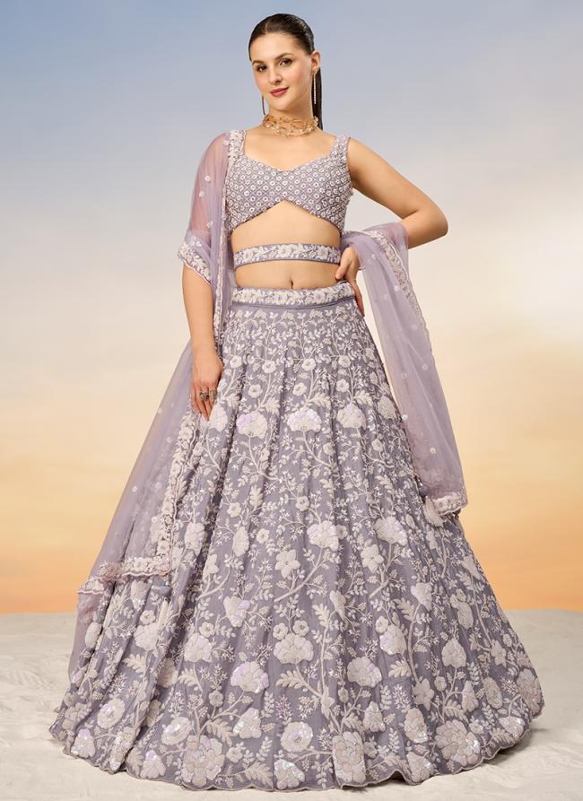 Net Mauve  Party Wear Stone Work Lehenga Choli